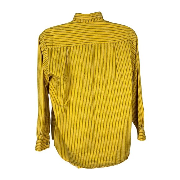 Made To Order Yellow Striped Brushed Twill Cotton Shirt L - Picture 3 of 6